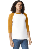 American Apparel 2003CVC Unisex CVC Raglan T-Shirt in White/ heather mustard