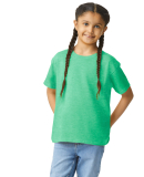 Gildan 64000B Youth Softstyle T-Shirt in Heather irish green