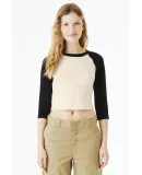 Bella + Canvas 1200 Ladies' Micro Ribbed 3/4 Ragla in Natural/ black