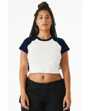 Bella + Canvas 1201 Ladies' Micro Ribbed Raglan Ba in White/ navy