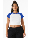 Bella + Canvas 1201 Ladies' Micro Ribbed Raglan Ba in White/ true royal