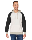 J America 8886 Unisex Vintage Tricolor Hooded Swea in Antique white/ black