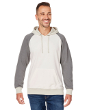 J America 8886 Unisex Vintage Tricolor Hooded Swea in Antique white/ smoke