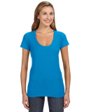 J America 8169 Ladies' V-Neck Slub T-Shirt in Oceanberry
