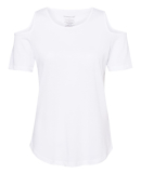 Boxercraft T32 Women's Cold Shoulder T-Shirt in White
