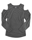 Boxercraft T31 Women's Cold Shoulder Long Sleeve T in Granite