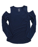 Boxercraft T31 Women's Cold Shoulder Long Sleeve T in Navy