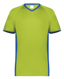 Augusta Sportswear 6908 Youth Cutter V-Neck Jersey in Lime/ royal