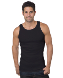 Bayside Apparel 4573 Unisex USA-Made 2x1 Ribbed Ta in Black