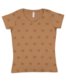 Code V 3629 Women's Star Print Scoop Neck Tee in Coyote brown star