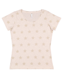 Code V 3629 Women's Star Print Scoop Neck Tee in Natural heather star
