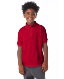 Hanes 054Y Youth Ecosmart® Jersey Polo in Deep red