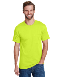 Hanes W110 Unisex Workwear Pocket T-Shirt in Safety green