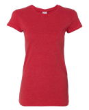 J America 8138 Women’s Glitter T-Shirt in Red/ silver