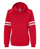 J America 8645 Women's Varsity Fleece Piped Hooded in Red
