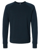 J America 8707 Men's Ripple Fleece Raglan Crewneck in Navy