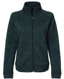 J America 8716 Women's Traverse Full-Zip Sweater in Black herringbone