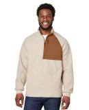 North End NE713 Men's Aura Sweater Fleece Quarter- in Oatmeal heather/ teak
