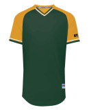 Russell Athletic R01X3M Unisex Classic V-Neck Jers in Dark green/ gold/ white