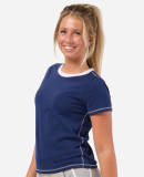 Boxercraft BW2106 Women's Contrast Stitch Baby Tee in Navy