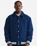 Shaka Wear CVBJ Unisex Collared Varsity Jacket in Navy