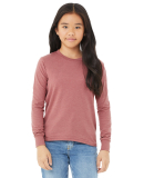 Bella + Canvas 3501YCVC Youth Heather CVC Long Sle in Heather mauve