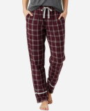 Boxercraft BW6603 Women's Cuff Flannel Pants in Varsity maroon oxford plaid