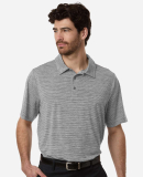 Team 365 TT125 Men's Relay Heathered Stripe Polo in Black heather/ white