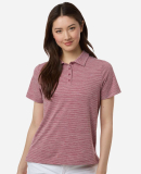 Team 365 TT125W Women's Relay Heathered Stripe Pol in Sport maroon heather/ white