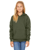 Bella + Canvas 3719Y Youth Sponge Fleece Hooded Sw in Military green