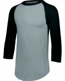 Augusta Sportswear 4420 Three-Quarter Sleeve Baseb in Athletic heather/ black
