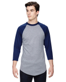 Augusta Sportswear 4420 Three-Quarter Sleeve Baseb in Athletic heather/ navy