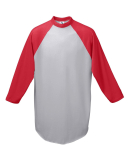 Augusta Sportswear 4420 Three-Quarter Sleeve Baseb in Athletic heather/ red