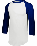 Augusta Sportswear 4420 Three-Quarter Sleeve Baseb in White/ navy