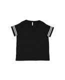 LA T 3837 Curvy Collection Women's Vintage Footbal in Black solid/ white