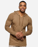 LA T 6917 Fine Jersey Long Sleeve Hooded Raglan T- in Coyote brown