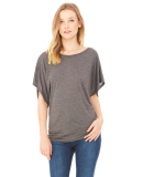 BELLA 8821 Womens Flowy Dolman Top in Dark grey heather