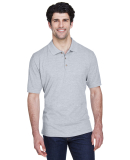 8535 UltraClub® Men's Classic Pique Cotton Polo in Heather grey