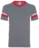 360 Augusta Sportswear Sleeve Stripe Jersey in Graphite/ red/ white