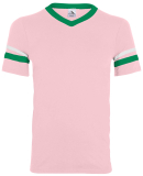 360 Augusta Sportswear Sleeve Stripe Jersey in Light pink/ kelly/ white