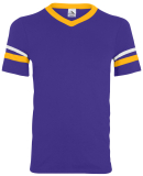 360 Augusta Sportswear Sleeve Stripe Jersey in Purple/ gold/ white