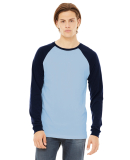 BELLA+CANVAS 3000 Hawthorne Baseball Tee in Baby blue/ navy