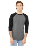 BELLA+CANVAS 3000 Hawthorne Baseball Tee in Deep heather/ black