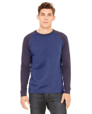 BELLA+CANVAS 3000 Hawthorne Baseball Tee in Heather navy/ midnight