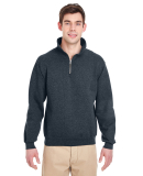 JERZEES SUPER SWEATS 1/4 Zip Sweatshirt with Cadet in Black heather