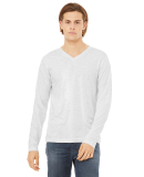 BELLA+CANVAS 3425 Mens Tri-Blend Long Sleeve V-Nec in White fleck triblend