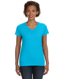 3507 LA T Ladies V-Neck Longer Length T-Shirt in Aqua