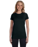3616 LA T Juniors' Fine Jersey Longer Length T-Shi in Black