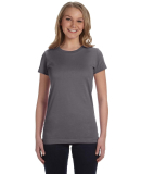 3616 LA T Juniors' Fine Jersey Longer Length T-Shi in Charcoal