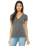 BELLA 6035 Womens Deep V-Neck T-shirt in Deep heather